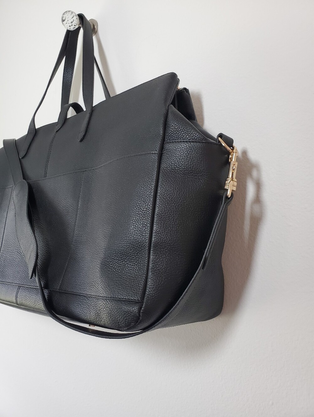 Quince Black Italian Leather Weekender Bag Travel Duffel Tote - Picture 13 of 16